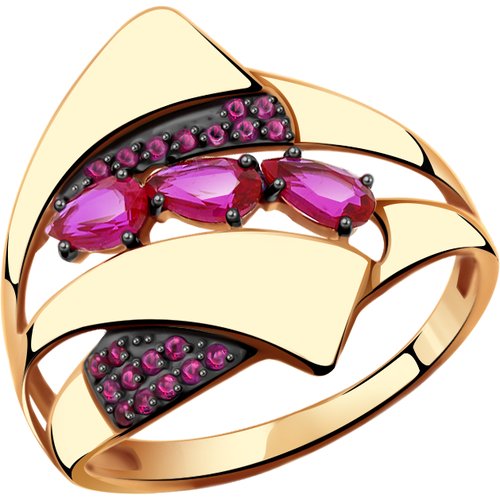 Купить Кольцо Diamant online, золото, 585 проба, фианит, корунд, размер 18.5, красный
<...