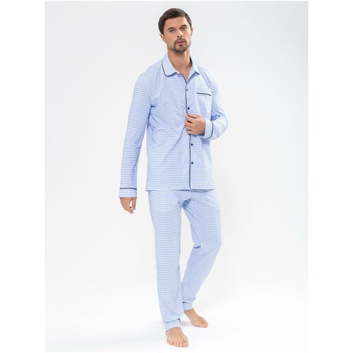 Купить Пижама Ihomewear, размер XXL(188-194), белый, голубой
Мужской классический пижам...
