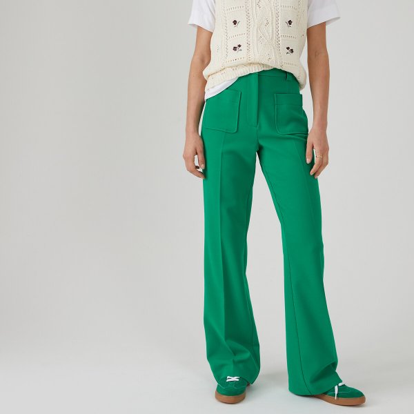 Купить Брюки расклешенные 50 (FR) - 56 (RUS) зеленый
Стильные расклешенные брюки выходя...