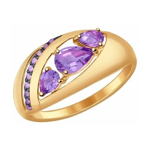 Купить Кольцо Diamant online, золото, 585 проба, фианит, аметист, размер 18
<p>В нашем...