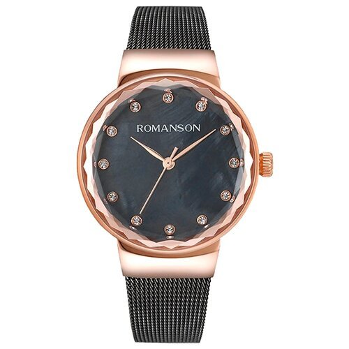 Купить Наручные часы ROMANSON, черный
<ul><li> Женские кварцевые часы на стальном брасл...