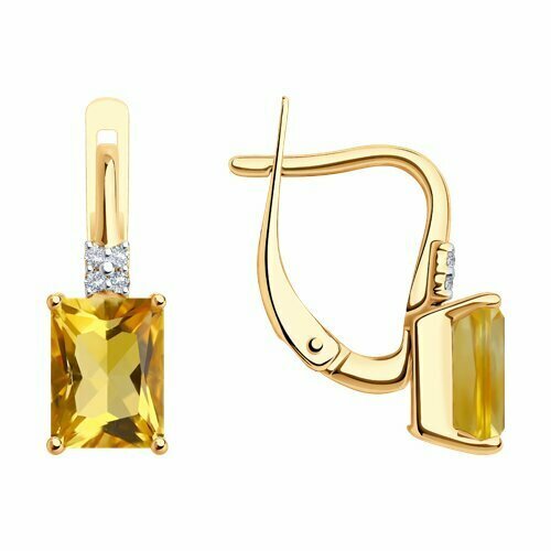 Купить Серьги Diamant online, золото, 585 проба, фианит, цитрин, желтый
<p>В нашем инте...