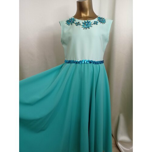 Купить Платье, размер 34-36, зеленый, голубой
Рост модели на фото 128 см. Длина платья...