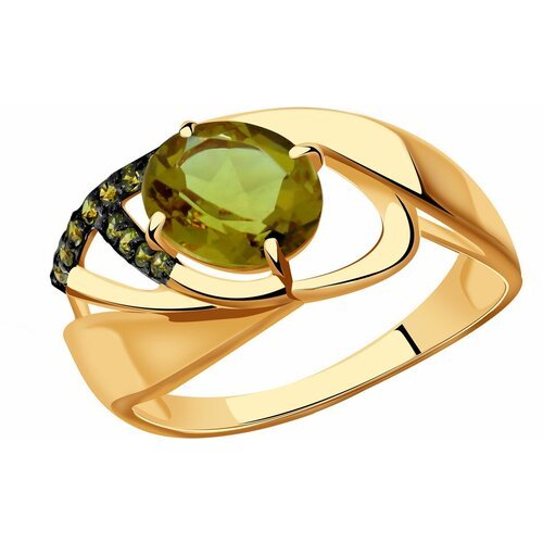 Купить Кольцо Diamant online, золото, 585 проба, фианит, султанит, размер 17
<p>В нашем...