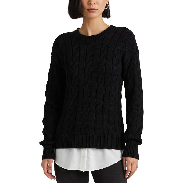 Купить Пуловер с круглым вырезом из плетеного трикотажа S черный
Пуловер из хлопка женс...