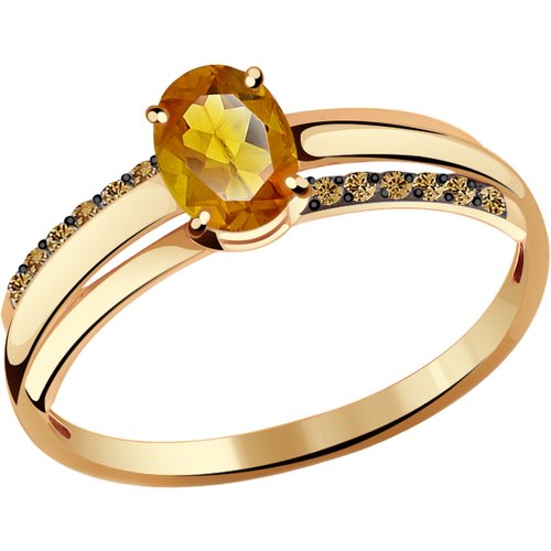 Купить Кольцо Diamant online, золото, 585 проба, цитрин, фианит, размер 17.5
<p>В нашем...