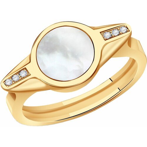 Купить Кольцо Diamant online, золото, 585 проба, перламутр, фианит, размер 19
<p>В наше...