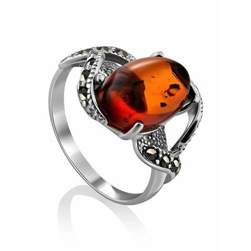 Купить Кольцо, янтарь, безразмерное, коричневый, серебряный
Роскошное объёмное кольцо «...