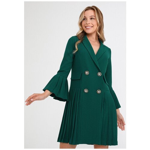 Купить Платье Мадам Т, размер 52, зеленый
Платье-пиджак прямого силуэта со сборками и д...