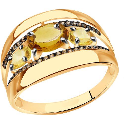 Купить Кольцо Diamant online, золото, 585 проба, фианит, цитрин, размер 20
<p>В нашем и...