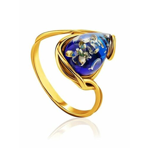 Купить Кольцо, янтарь, безразмерное, золотой, голубой
Эффектное кольцо из золочённого с...