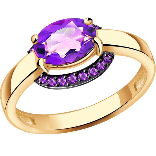 Купить Кольцо Diamant online, золото, 585 проба, фианит, аметист, размер 17
<p>В нашем...