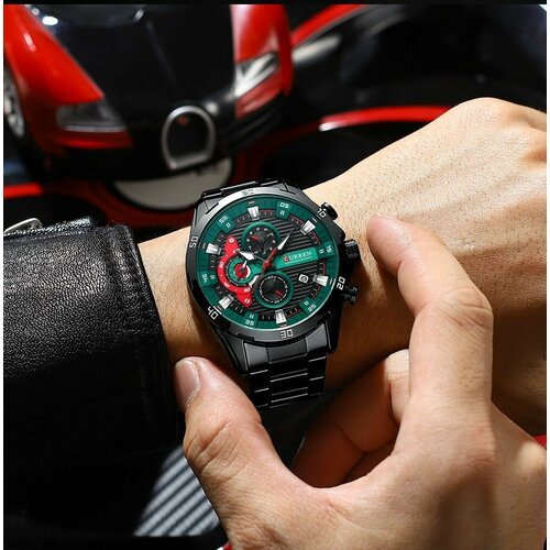 Купить Наручные часы CURREN, черный, зеленый
<ul><li>Мужские наручные часы-хронограф на...