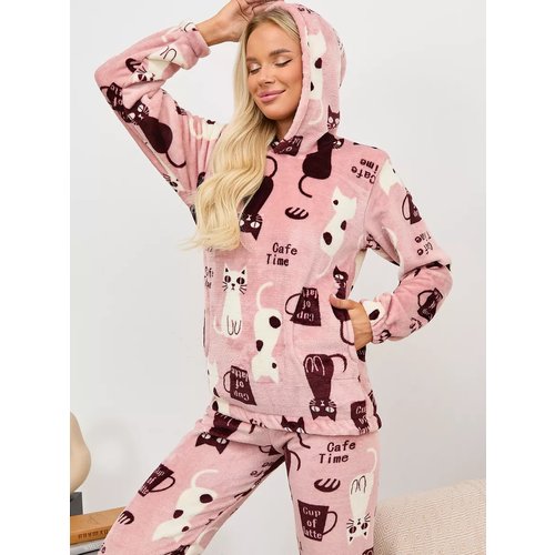 Купить Пижама Miki, размер 48-50, белый, розовый
Женская пижама теплая с капюшоном: ком...