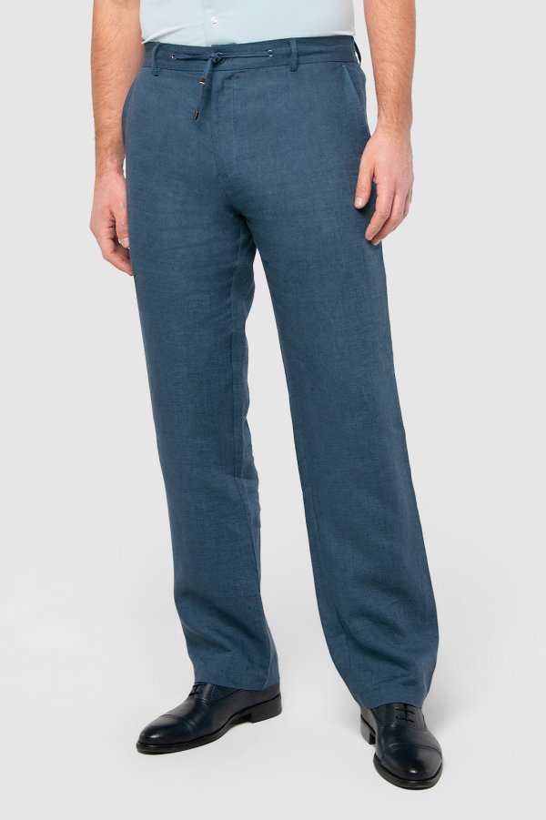 Купить Kanzler Брюки прямые темно-голубые изо льна на шнуровке
Создавая брюки в благоро...