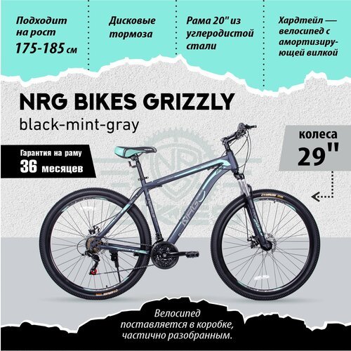 Купить Горный Велосипед NRG Bikes GRIZZLY 29'/20' black-mint-gray , 21 скорость
Горный...