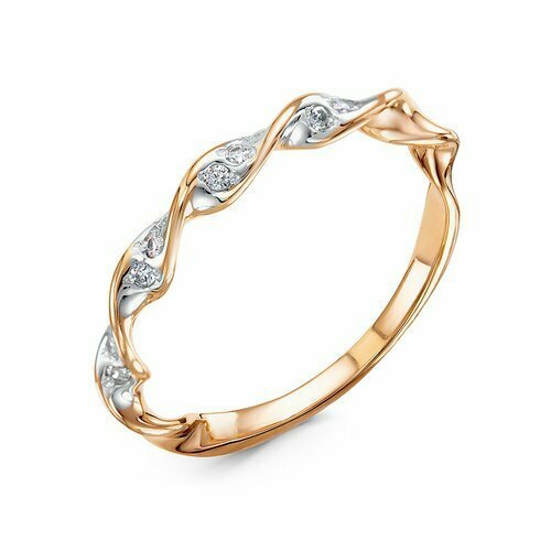 Купить Кольцо Diamant online, красное золото, 585 проба, фианит, размер 17.5, бесцветны...