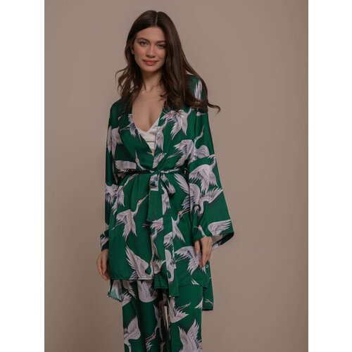 Купить Кимоно DINTIME, размер S, зеленый
Атласный костюм-кимоно из премиальной ткани шё...
