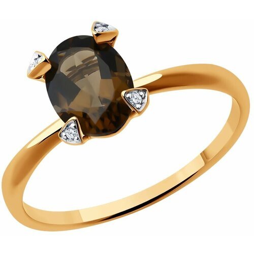 Купить Кольцо Diamant, красное золото, 585 проба, фианит, раухтопаз, размер 17.5
Кольцо...