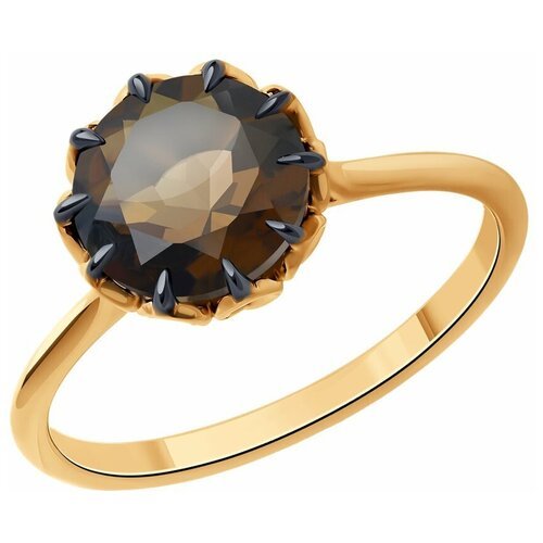Купить Кольцо Diamant красное золото, 585 проба, раухтопаз, размер 17.5
Кольцо из золот...
