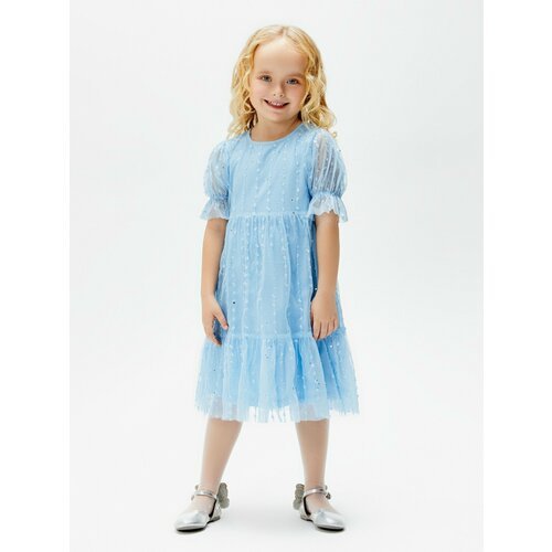 Купить Платье Acoola, размер 158, голубой
Платье для девочки, выполнено из сетки на хло...