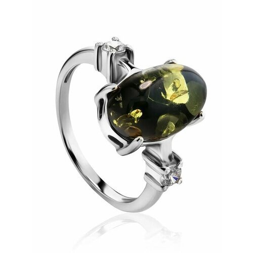Купить Кольцо, янтарь, безразмерное, зеленый, серебряный
Нежное кольцо «Ностальгия» из...