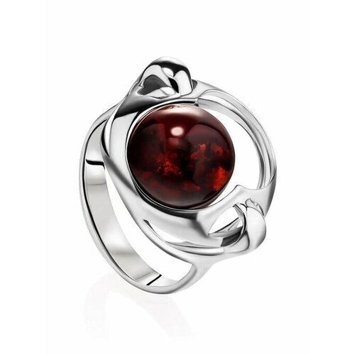 Купить Кольцо, янтарь, безразмерное, бордовый, серебряный
Стильное кольцо с круглой вст...