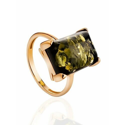 Купить Кольцо, янтарь, безразмерное, зеленый, золотой
Стильное кольцо из в по с натурал...