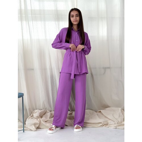 Купить Костюм MATRESHKA_LOVE , размер 42 , фиолетовый
Женский костюм с рубашкой и широк...