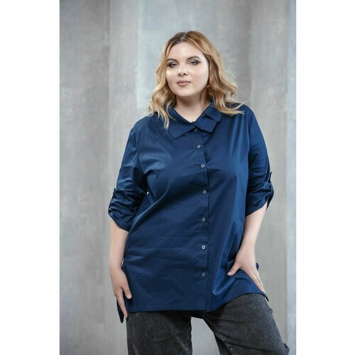 Купить Блуза FEERIA, размер 58, синий
Рубашка женская удлиненная больших размеров – иде...