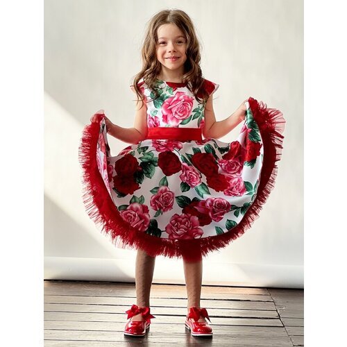Купить Платье Бушон, размер 128-134, белый, красный
Платье для девочки нарядное бушон S...