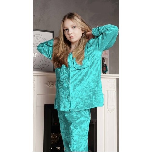 Купить Пижама , размер 134-140 S, зеленый
Бархатная пижама для девочек: стиль и комфорт...