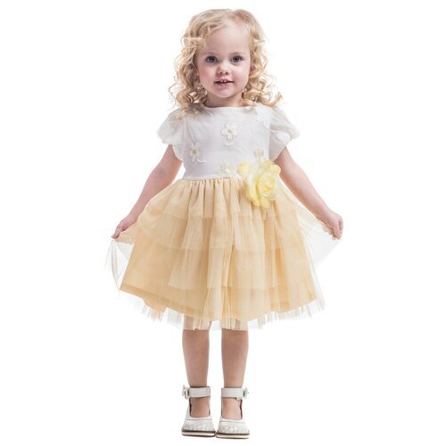 Купить Платье Cascatto, размер 5-6/110-116, желтый
Фасон-миди с пятиярусной юбкой на ги...