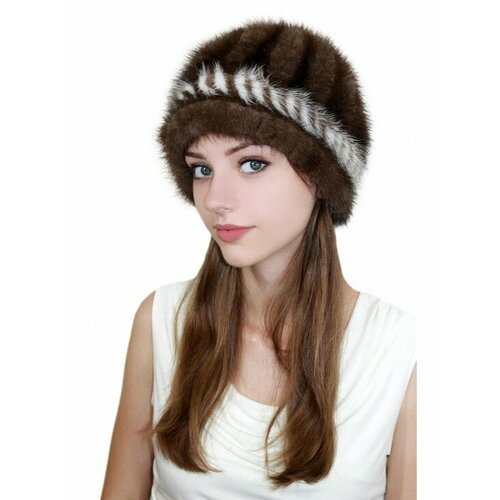 Купить Шапка Lemmex Меховая шапка из вязаной норки "Марина", размер 59-60, коричневый
К...