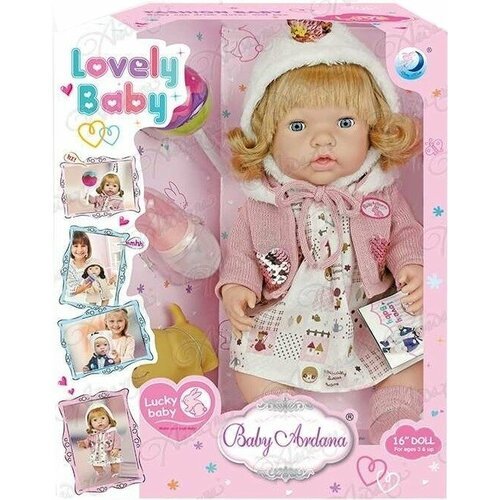 Купить Пупс-кукла Baby Ardana, 40см, в платье и розовой кофточке с пайетками, в наборе...