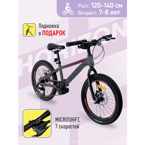Купить Детский Двухколесный Велосипед Horizon 7 Скоростей 20 Серый Матовый(2022) MSC-HZ...