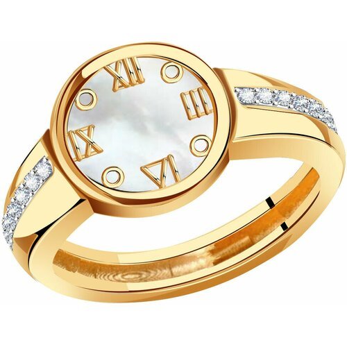 Купить Кольцо Diamant online, золото, 585 проба, фианит, перламутр, размер 17
<p>В наше...
