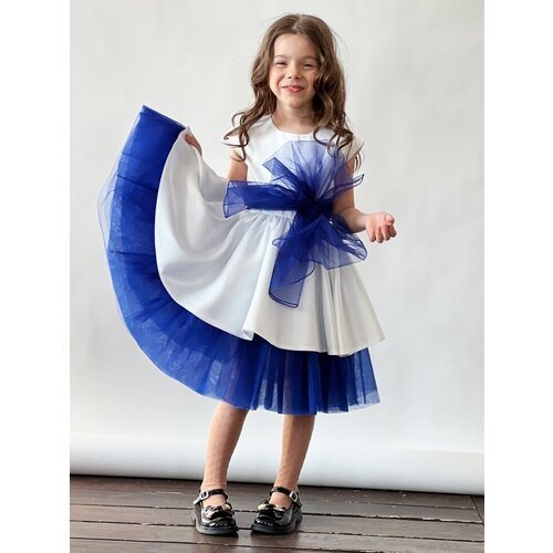 Купить Платье Бушон, размер 122-128, белый, голубой
Платье для девочки праздничное бушо...