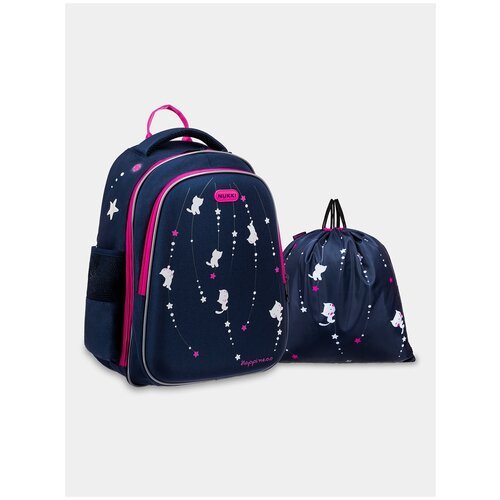 Купить Школьный ранец для девочек NUKKI NUK21-G1001-02 темно-синий; розовый с мешком дл...