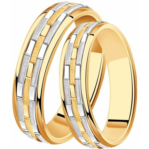 Купить Кольцо обручальное Diamant online, комбинированное золото, 585 проба, размер 16...