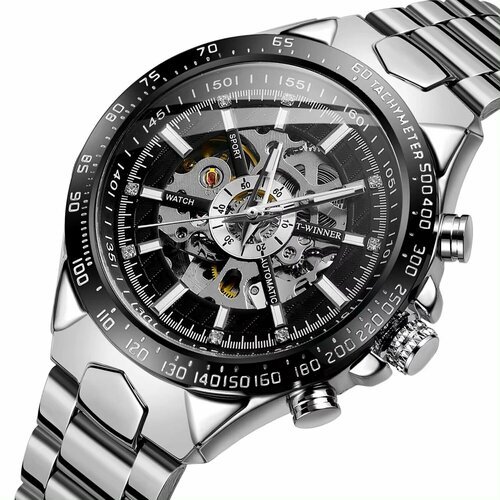 Купить Наручные часы WINNER, серебряный, черный
-Ремешок из нержавеющей стали создает с...