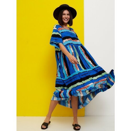 Купить Платье YolKa_Dress, размер 44/56, голубой
Платье бохо летнее балахон миди от Yol...