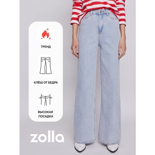 Купить Джинсы широкие Zolla, размер 30, синий
Широкие женские джинсы-трубы, расклешённы...