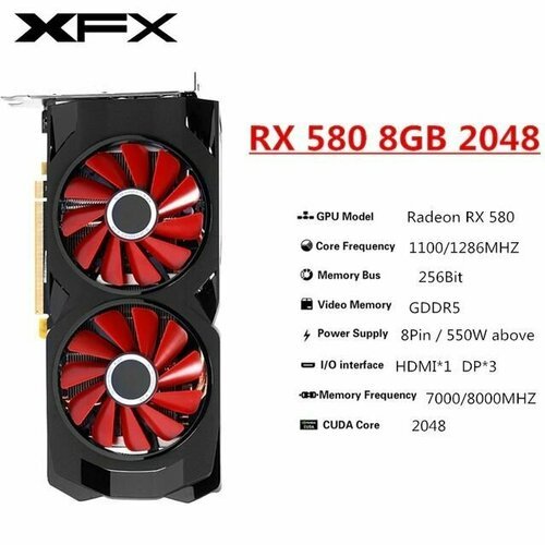 Купить Игровая Видеокарта XFX AMD Radeon RX580 8G GDDR5 / PCI Express 3.0 X16 256 Bit /...