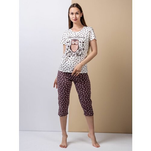 Купить Пижама , размер 54, белый, коричневый
Хлопковая пижама с брюками - это классичес...
