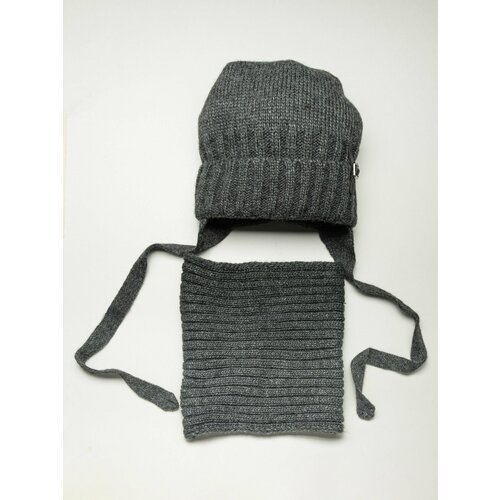 Купить Шапка, размер 52, 54, серый
Утепленный комплект - зимняя шапка на завязках и сну...