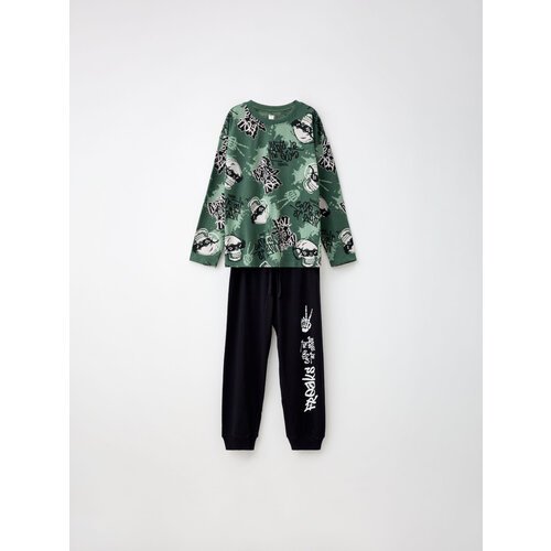 Купить Пижама Sela, размер 122/128, зеленый, черный
Пижама с принтом Halloween для маль...