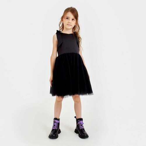 Купить Платье Minaku, размер 110, черный
Нарядное детское платье с пышной юбкой из возд...