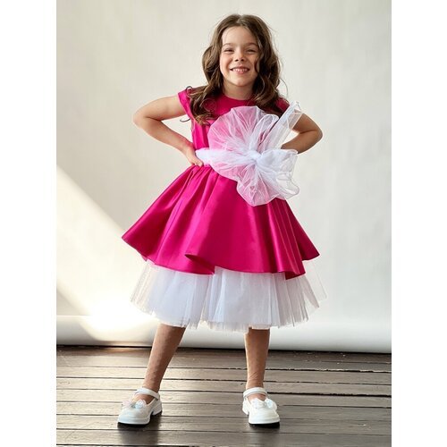 Купить Платье Бушон, размер 134-140, фуксия, белый
Платье для девочки праздничное бушон...