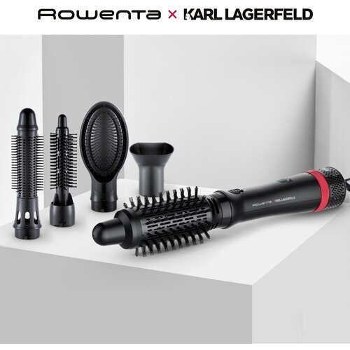 Купить Вращающаяся фен-щетка 5в1 Rowenta Karl Lagerfeld Express Style CF634LF0 с 4 наса...